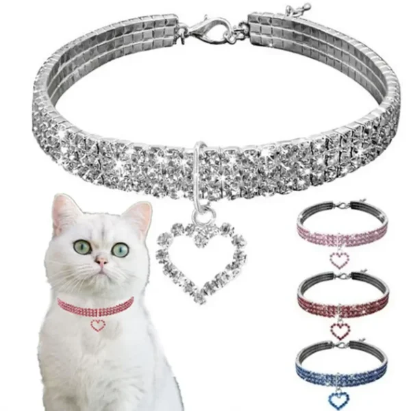 Rhinestone Love Pet Collar