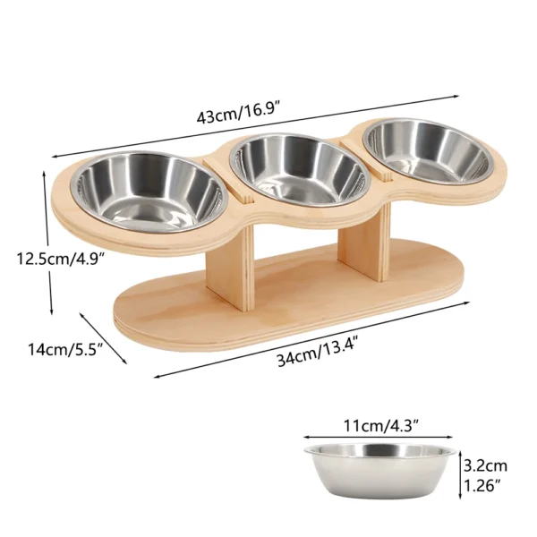 Raised Triple Pet Feeder